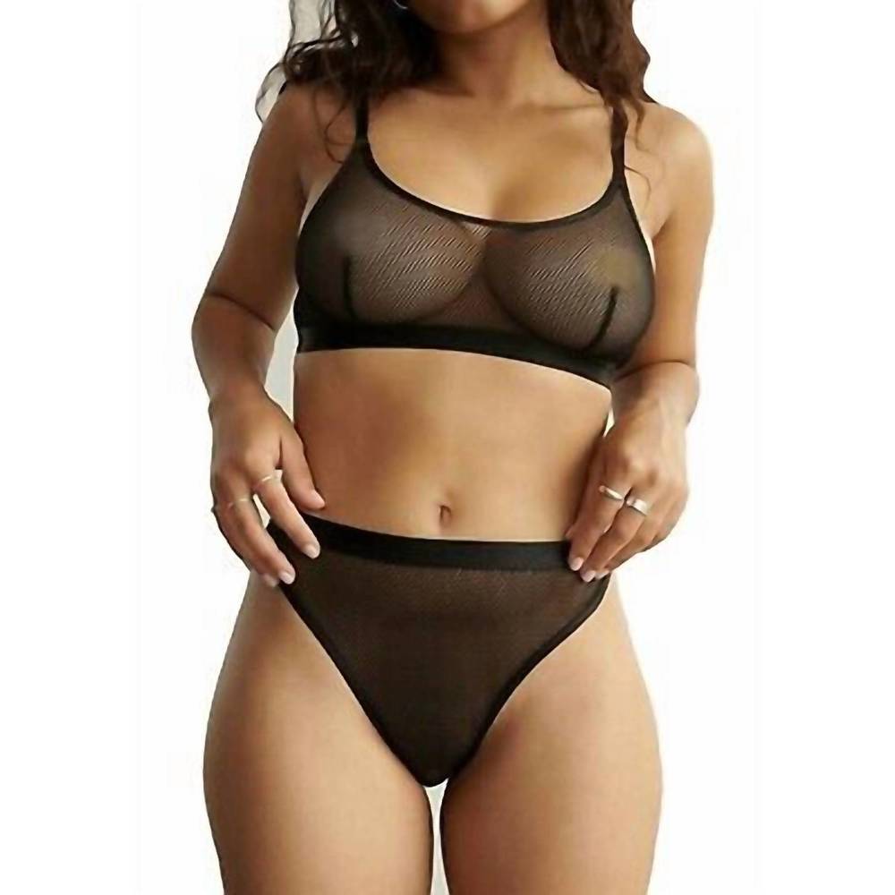 NEW BLUSH LINGERIE haze fishnet bralette bra in black